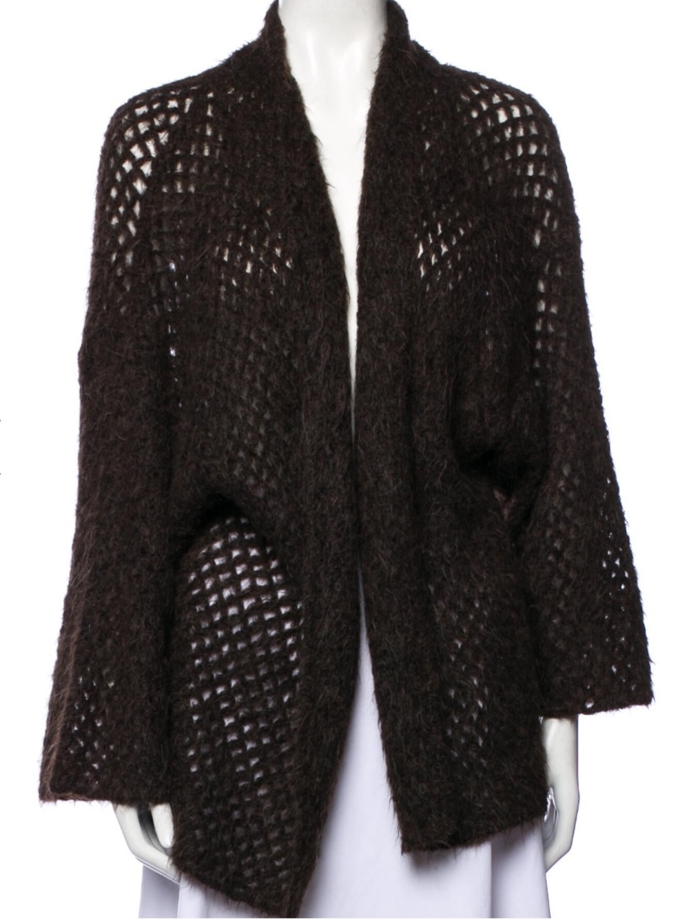 Theyskens' Theory Open-Weave Dark Brown Cardigan Petite